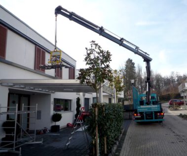 Einsetzhilfe Dachverglasung Kranwagen mit Sauganlage