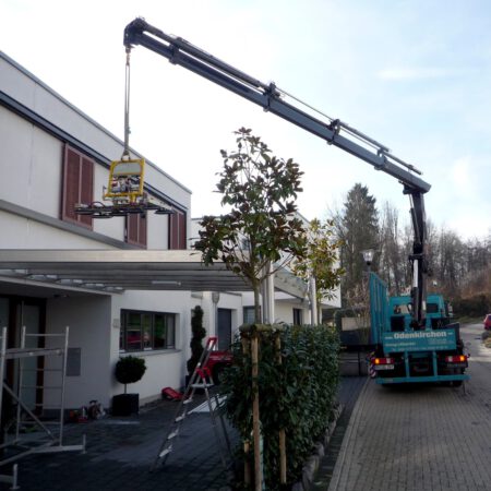 Einsetzhilfe Dachverglasung Kranwagen mit Sauganlage